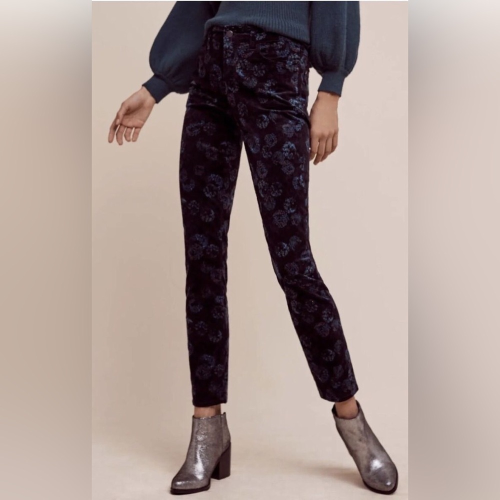 Anthropologie Pilcro Script High-Rise Velvet Jeans Skinny Stretch TALL 30